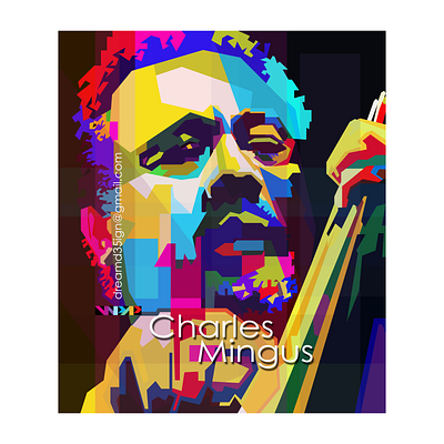 Charles Mingus Pop Art WPAP color geometric illustration portrait wpap