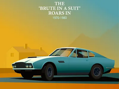 Bowmore car digital folioart gradient illustration peter greenwood vector vintage