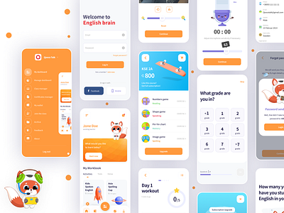 English brain app card category courses education flat homepage icon iconography illustration ios kids lesson list minimal mobile picker search ui ux