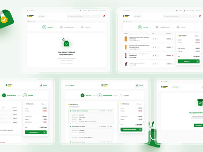 Healthy Shopping Cart Process billing cart design ecommerce figma illustrator online shop shopping cart ui ux vector webdesign