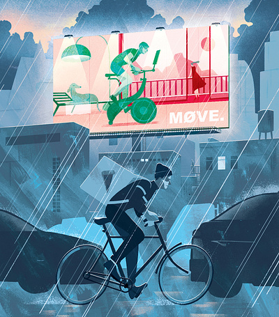 Wellness Divide bike city digital editorial eleni debo folioart health illustration texture