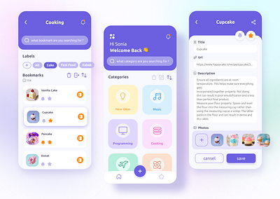 Bookmark App app app design app ui bookmark category flutter ui ux