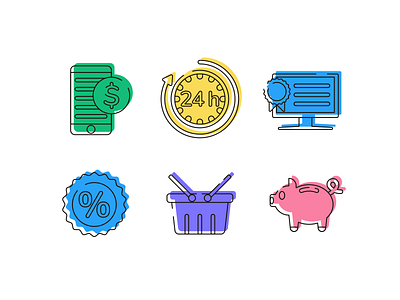 Ecommerce Style Icons coloured icons ecommerce flat icons icon icons icons pack online shopping online store shopping cart vector vectors