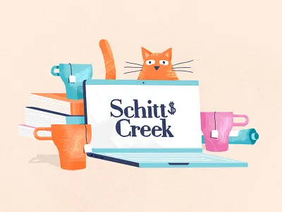 Quarantine time books cat character design design illustration illustrator netflix netflix and chill schitts creek