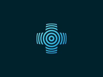 Pulse app branding circle cross geometry health healthcare icon illustration logo mark medicine minimal plus radial signal visual identity