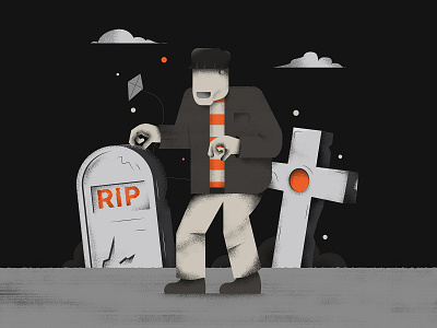 The Monster! colors doodle editorial frankenstein halloween illustration vector