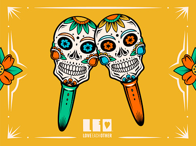 Sugar Skulls celebration day of the dead dia de los muertos maracas marigold skulls spirits sugar skull