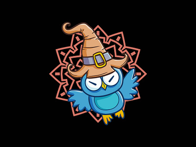 Owl Wizzard cartoon design funny funny halloween funny owl illustration kawaii mandala owl owl blue owl cartoon owl cute owl flying owl illustration owl merch owl wizzard witch witchcraft witchy wizzard