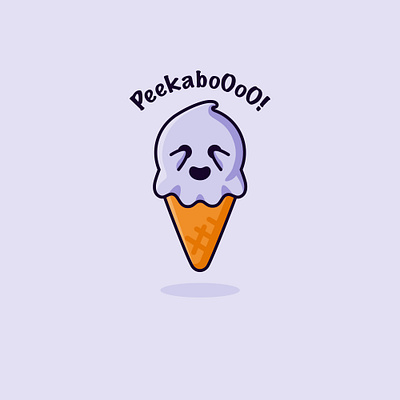 peekaboo design flat ghost halloween halloween design icecream illustration minimal vector