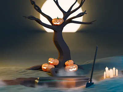 A little trick as a treat 👻 3d blender blender3d candlelight candles cemetery grave halloween halloween design illustration isometric low poly low poly render trick or treat trick or treat trickortreat
