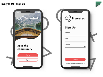 Daily UI #1 - Sign up dailyui 001 dailyuichallenge design mobile app mobile ui sign up signup travel app ui ui design ui ux uiux