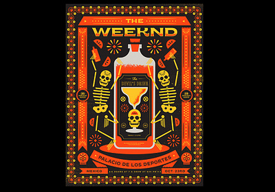 The Weekend day of the dead gig poster gig posters halloween illustration poster poster art skeleton skeletons tequila weekend