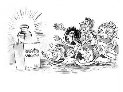 Crawling Urban Zombies brush cartoon covid 19 drawing halloween ink inktober inktober2020 skecth vaccine