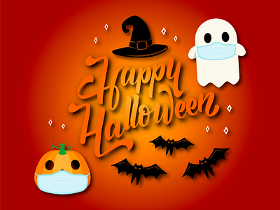 Happy Halloween! adobe bats ghost graphic design halloween halloween design happy halloween illustration illustrator logo logotype ppe pumpkin spooky typography vector vector art vector artist webdesign witch