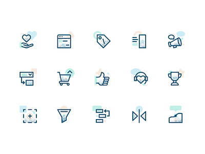 Feature Icons brand brand identity branding icon icon set iconography icons illustration illustrations illustrator line art saas texture