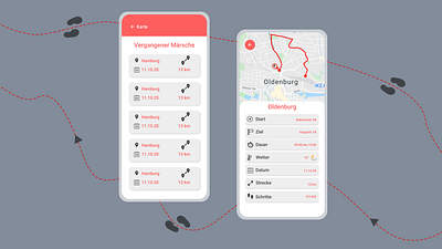 Nord-Marsch App, Sport App app design minimal ui ux