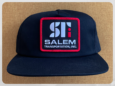 Salem Transportation Hat bold branding corporate identity dribbble embroidery flat hat design illustrator lettermark logo mark merch monogram patch design simple transportation trucker hat trucking typography wordmark