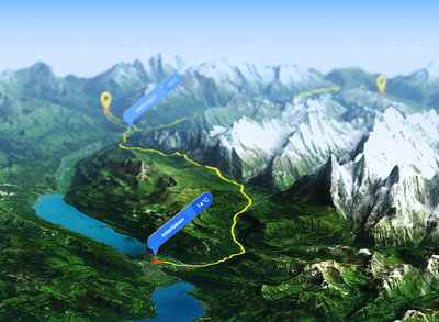 Grindelwald, Switzerland - Photoshop 3D render 3d art depth of field generator gpx icon illustration interlaken map panel path photoshop plugin route