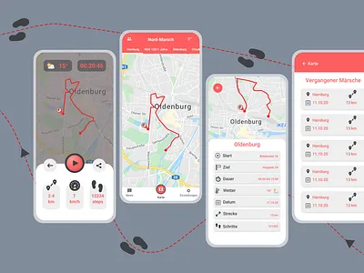 Nord-Marsch App, Sport App app design minimal ui ux