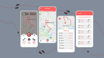 Nord-Marsch App, Sport App app design minimal ui ux