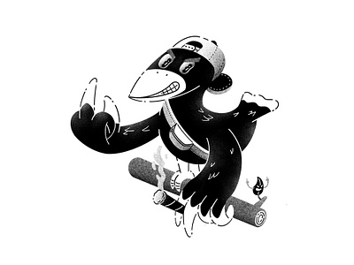 Inktober #30 - Ominous bird blunt cap character crow feather fuck high illustration inktober inktober2020 joint leaf ominous smoke stone texture thierry fousse thug weed