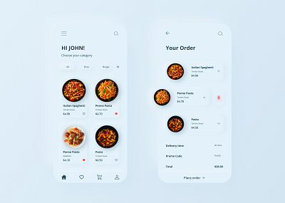 Food Mobile App Design app app design cards cart concept concept design design food food app mobile app neumorph neumorphic neumorphic design neumorphism skeumorphism ui ux