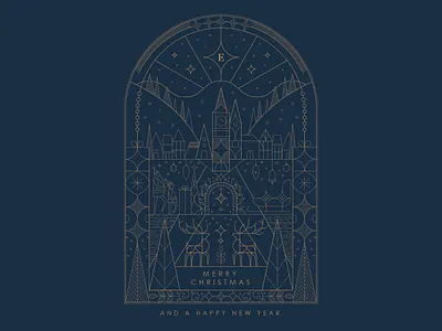 Enchant Illustration christmas geometric monoline vector