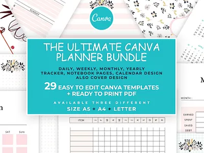 The Ultimate Canva Planner Bundle canva planner canva planner kit canva template daily planner digital planner editable canva planner life planner monthly planner ultimate planner weekly planner