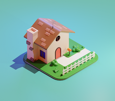 (Practice Tutotrial) ISO House 3d art blender blender3d house illustration isometric isometric icons