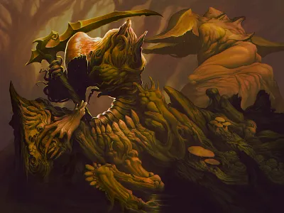 We Will Reign Again cursed death fantasy grim reaper halloween horror movie horseman illustration illustration art macabre procreate splash art swamp