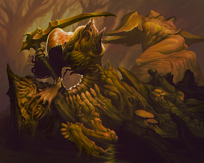 We Will Reign Again cursed death fantasy grim reaper halloween horror movie horseman illustration illustration art macabre procreate splash art swamp