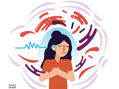 Chronic tinnitus design drawing girl hearing hearing aid illustration illustrator vectorart