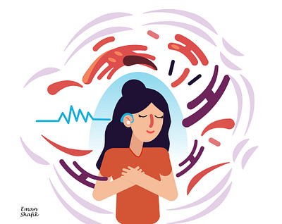 Chronic tinnitus design drawing girl hearing hearing aid illustration illustrator vectorart