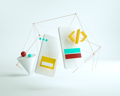 mobile app development // 3D Illustration 3d 3d artist branding calm clean design illustration web white