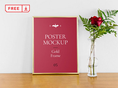 Free Poster with Gold Frame Mockup artwork branding bundle canvas download frame free identity illustration mockups poster print psd stationery template typography