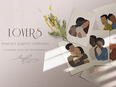 Lovers abstract collection abstract art background card cards character character design collection design illustration illustrations love lovely lover lovers portrait portraits professional simple vector