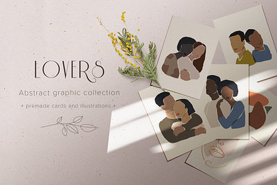 Lovers abstract collection abstract art background card cards character character design collection design illustration illustrations love lovely lover lovers portrait portraits professional simple vector