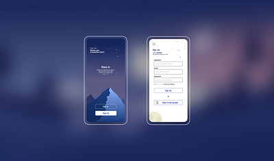 Sign Up Page - Daily UI #001 app design clean design daily ui 001 dailyui design figma figmadesign illustration ios apps mobile purple signup sky stars uiux vector white