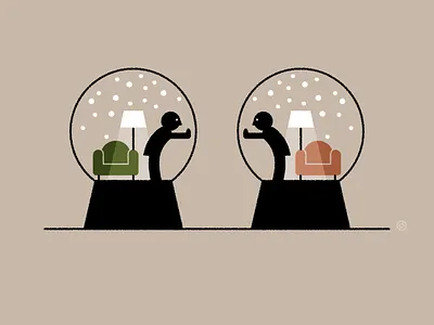The Other accent chairs conceptual distance geometric illustration isolation lamp light minimal simple snow snowflake snowglobe sofa vector