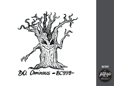 day30 inktober art bw character childish comic halloween illustration ink inktober inktober2020 tree