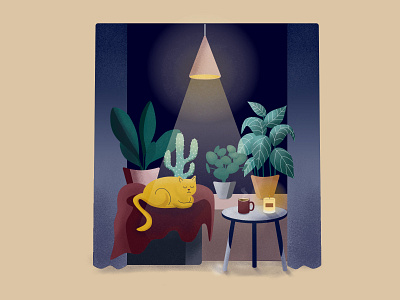 Cozy Place affinity designer art cats cozy design digital illustration home illustration plants vector