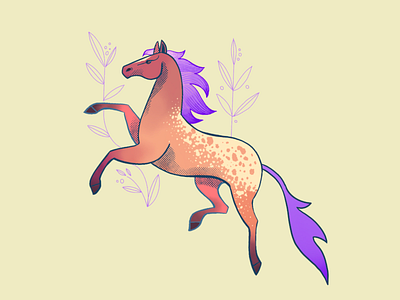 Procreate, here we go I. 2d character digital painting freehand drawing girly horse illustration procreate