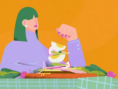 Avocado & Smoked Salmon Toast character color flat girls graphic illustration illustrator life stilllife vector