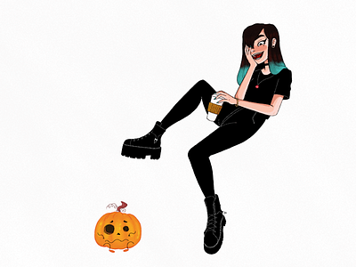 Pumpkin Spice Latte🎃 adobe art black character character design coffee concept digital draw drawing halloween illustration ink kawaii original pen procreate pumpkin tablet texture