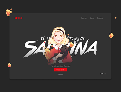 Spellman 🔥🔥 black cat dark ui fanart fire graphic design halloween illustration magic netflix sabrina series spell ui ui ux ui design visual design witch witchy