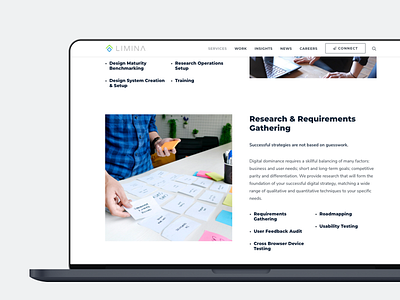 Updating Limina Services card design clean design desktop limina service landing page services web website