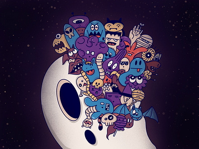 Doodles halloween/ Dribbble Weekly Warm-Up design doodle doodleart dribbbleweeklywarmup ghost halloween illustration monster photoshop procreate