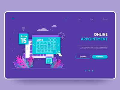 Appointment booking landing page template design flat illustration landing landing page ui ux vector web