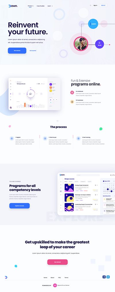 DAWN Learning UI animation app branding course courses landing page landing page design landingpage learning logo ui ux web