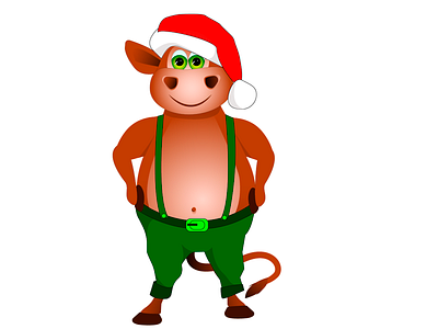 Сантабык new year santa claus бык вектор дед мороз дизайн иллюстрация новый год праздники рисунок рождество санта символ года